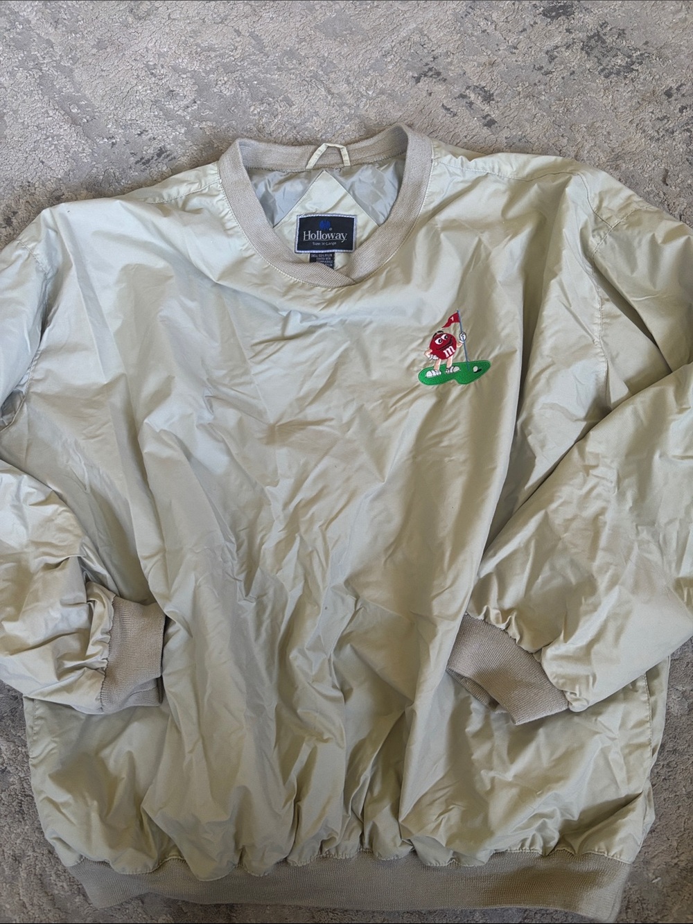Holloway Men's Light Beige Pullover Windbreaker with Embroidered PatchM&M